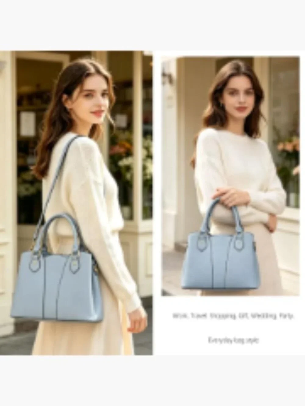 Women's Vegan Leather Crossbody Satchel Handbag with Zipper, Tote Shoulder Bag